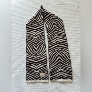 Coach Zebra-Striped Brown and White Knit Scarf